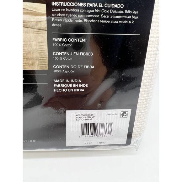 Ralph Lauren Home Mason Frame European Woven Euro Pillow Sham Cream Cotton - Picture 5 of 10